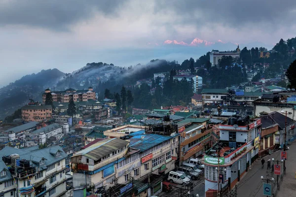 Hora Mañana Darjeeling Vista Ciudad Desde Vista Ángulo Alto Bengala —  Fotos de Stock