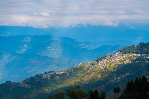 Hora Mañana Darjeeling Vista Ciudad Desde Vista Ángulo Alto Bengala —  Fotos de Stock