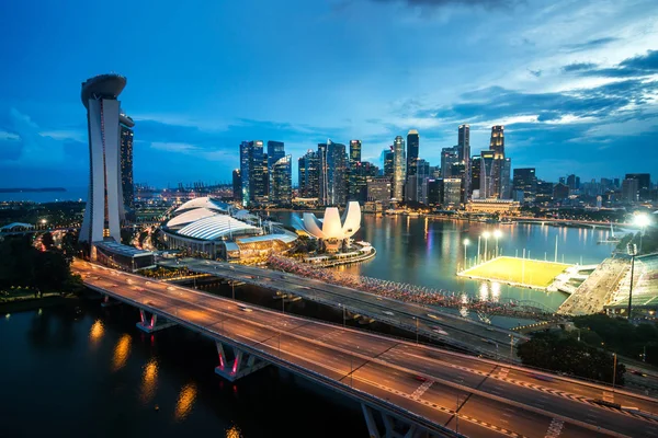 Vista aérea del distrito financiero y la ciudad de Singapur en Singapur —  Fotos de Stock