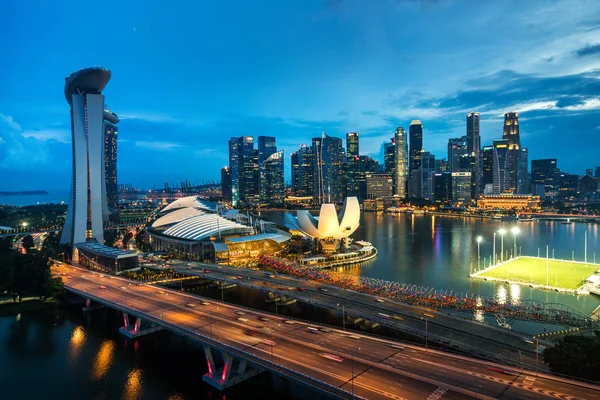 シンガポール ビジネス地区とシンガポールの街の空撮 — ストック写真