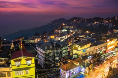 Darjeeling şehir manzaralı açıdan çekim, yüksek Batı Bengal, Hindistan