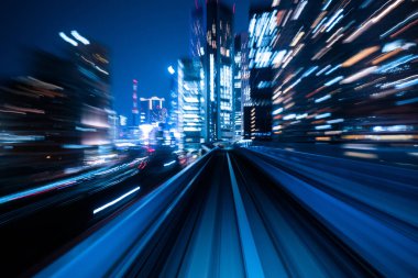 Hareket Bulanıklığı Yurikamome tünel Tokyo içinde hareket satırında, 