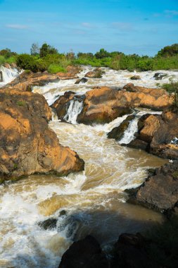 Champasak, Pakse, Southen Laos Lee Pee şelale peyzaj