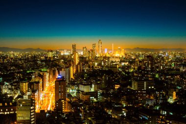 Yolun Tokyo City, cityscape manzarası havadan görünümü.
