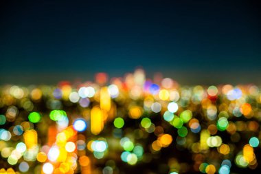 Tokyo kentinde yolun havadan görünümü, Cityscape silueti bulanıklaştırma, ışık bulanıklık