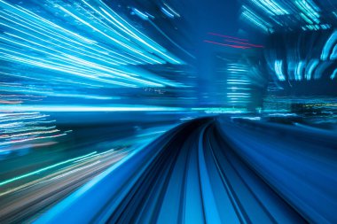 Hareket Bulanıklığı Yurikamome tünel Tokyo içinde hareket satırında, 