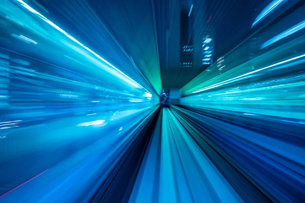 Motion blur from Yurikamome Line moving inside tunnel in Tokyo, — Stock Photo, Image