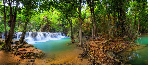 Waterfall in Thailand, called Huay or Huai mae khamin in Kanchan