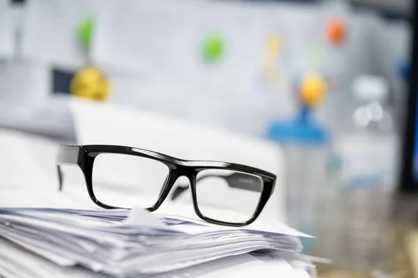 Paper Heap Hard Work Black Glass — Stock Photo, Image