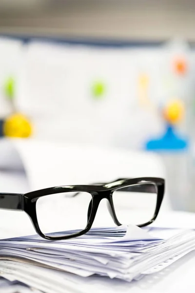 Paper Heap Hard Work Black Glass — Stock Photo, Image