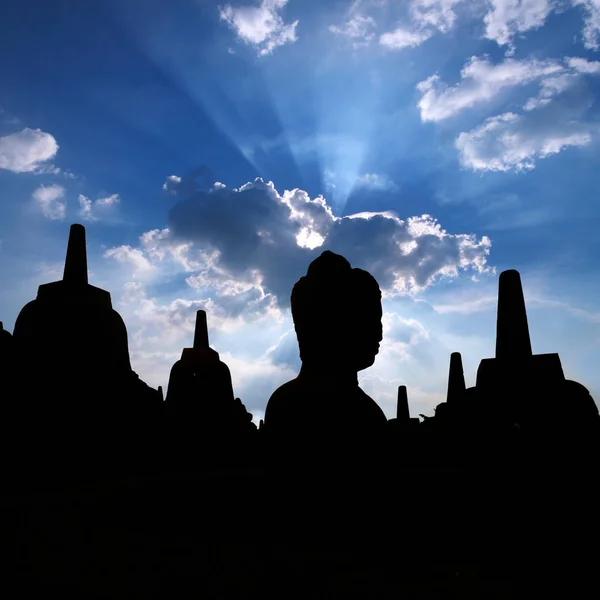 Silhouette Borobudur Temple, Yogyakarta, Java, Indonesia. — Stock Photo, Image