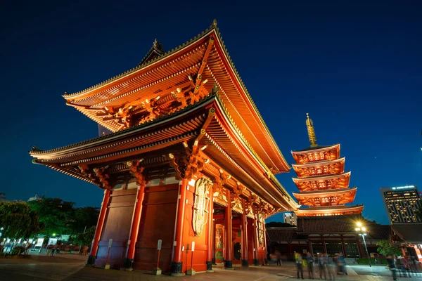 Sensoji Noční Chrám Asakusa Tokio Japonsko — Stock fotografie