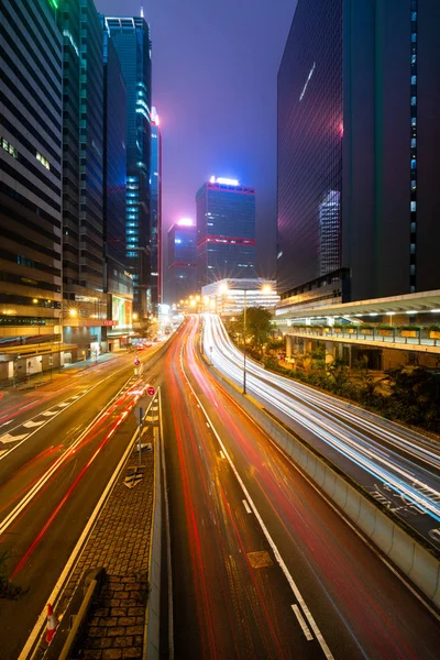 Hong Kong Marzo Rastro Luz Del Vehículo Muestra Fondo Abstracto — Foto de Stock