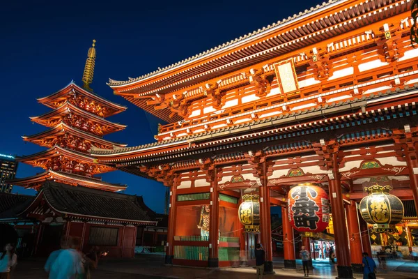 Sensoji Noční Chrám Asakusa Tokio Japonsko — Stock fotografie