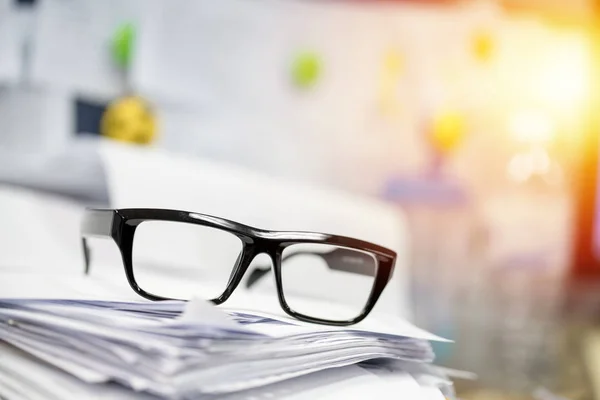 Paper Heap Hard Work Black Glass — Stock Photo, Image