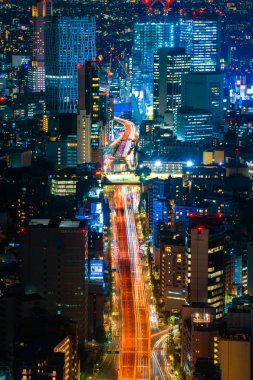 Yolun Tokyo City, cityscape manzarası havadan görünümü.