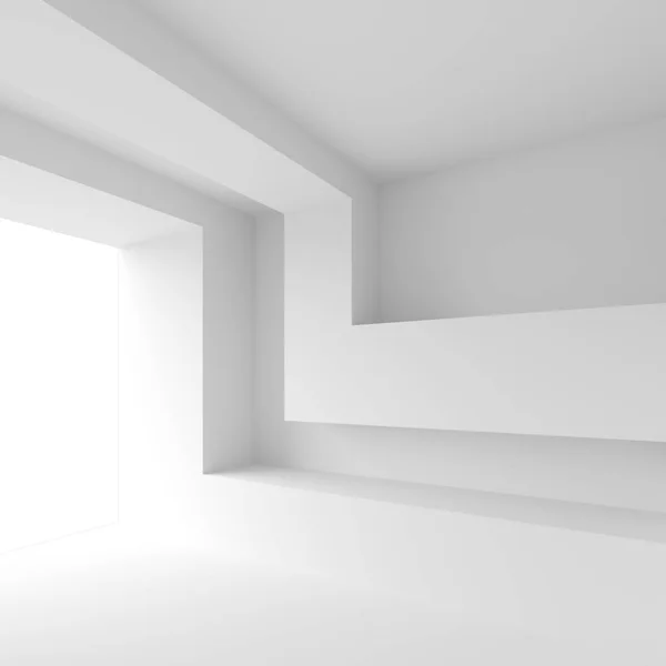 Belső Fehér Háttér Üres Szoba Ablak Modern Építészet Háttérkép Leképezés — Stock Fotó