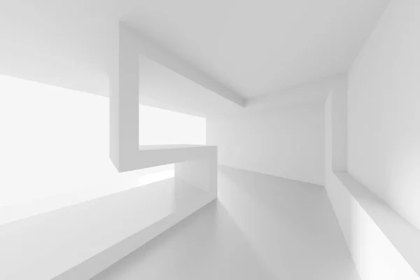 Abstract Architectuurontwerp Witte Futuristische Interieur Achtergrond Minimale Gebouw Bouw Rendering — Stockfoto