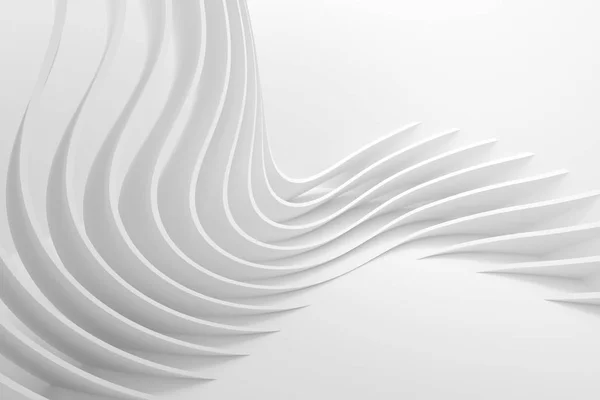 白い波の背景 抽象的なミニマルな外観デザイン 創造的な建築のコンセプト レンダリング — ストック写真