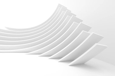 Beyaz mimari daire. Modern yapı tasarımı. Soyut şekiller kavisli. 3D render