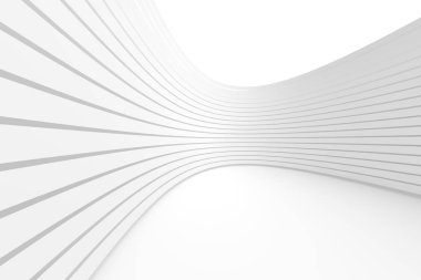 Beyaz mimari daire. Modern yapı tasarımı. Soyut şekiller kavisli. 3D render