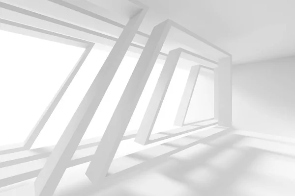 Fondo Interior Abstracto Habitación Blanca Con Ventana Renderizado —  Fotos de Stock