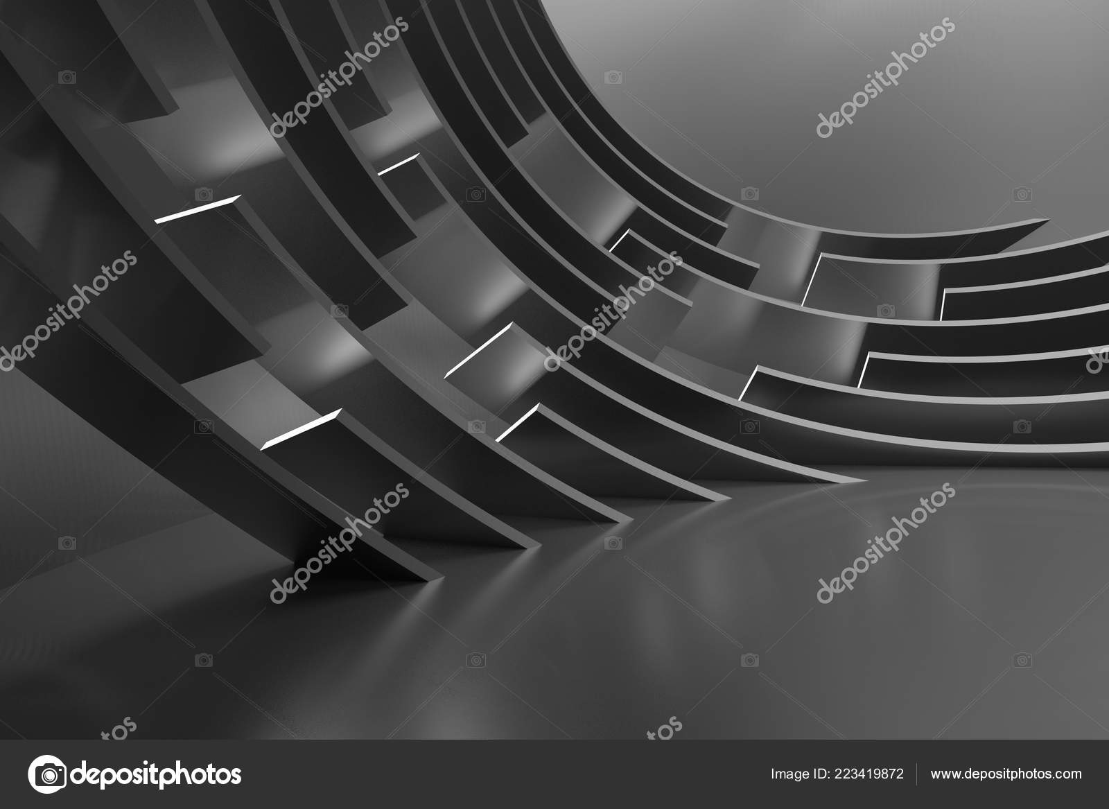 Black Architecture Circular Background Modern Building Design