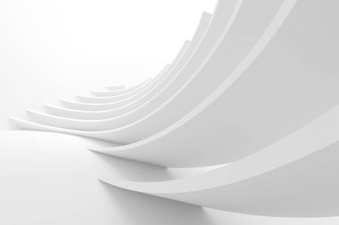 Beyaz mimari daire. Soyut yapı tasarımı. 3D Modern mimari Render. Fütüristik Bina İnşaatı