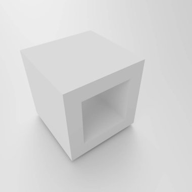 Soyut küp Tasarım. En az Modern arka plan. Beyaz iç kavramı. 3D render