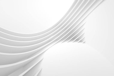 Beyaz mimari daire. Modern yapı tasarımı. Soyut şekiller kavisli. 3D render