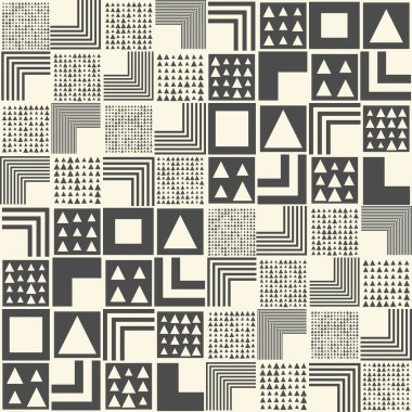 Dikişsiz Üçgen ve Kare Arka Plan. Vektör Geometrik Patte