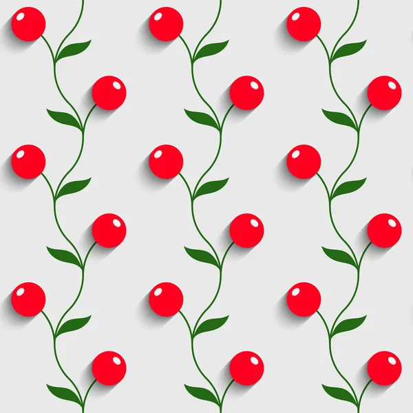 Dikişsiz Red Berry Arka Plan. Vektör Çiçek Deseni — Stok Vektör