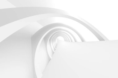 Beyaz dairesel bina. Modern geometrik duvar kağıdı. Fütüristik 