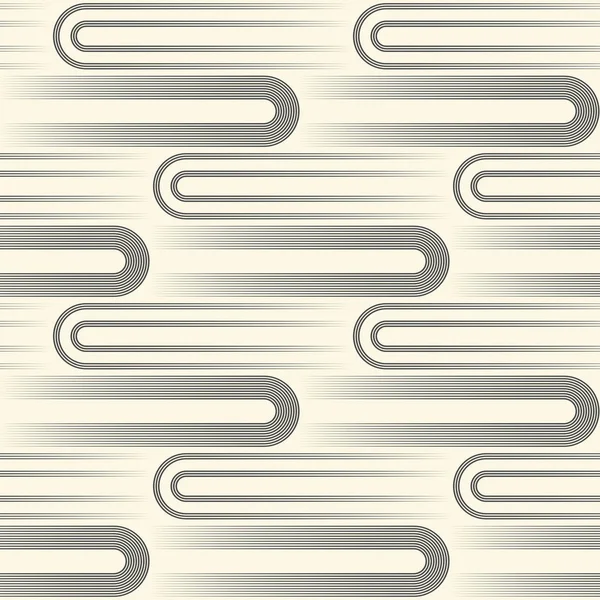 Seamless Wave and Stripe Pattern. Simple Black and White Regular — Stock Vector