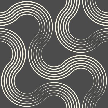 Dikişsiz Dalga ve Şerit Deseni. Basit Siyah Beyaz Düzenli