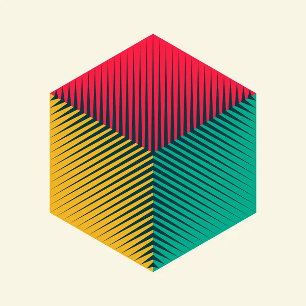 Абстрактний логотип кубика. Напівтоновий геометричний фон — стоковий вектор
