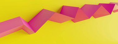 Soyut Kavram Arkaplanı. Beyaz Çokgen Doku. Sarı ve Pembe 3d Hazırlama