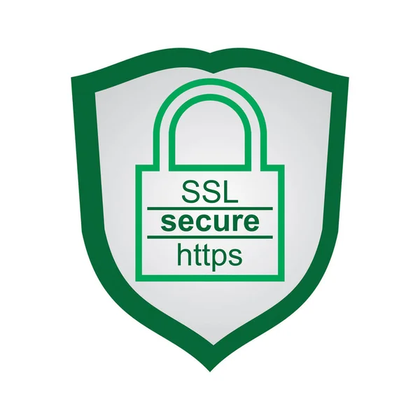 Webseite Sicherheit Grünes Vorhängeschloss Symbol Mit Schild Für Ihre Präsentation — Stockvektor