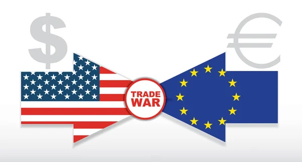 Flagi Polski Unii Europejskiej Pojęcie Wojna Handlowa Brexit Konfliktów Gospodarczych — Wektor stockowy