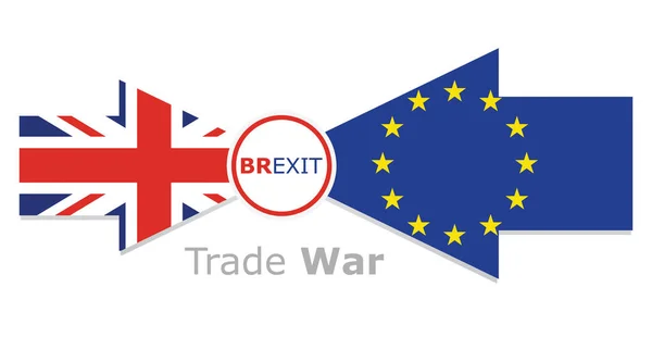 Banderas Del Reino Unido Unión Europea Concepto Guerra Comercial Brexit — Vector de stock