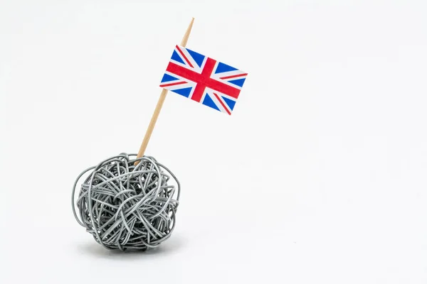 Bandera Reino Unido Bola Alambre Con Área Pasta Copia Equilibrio —  Fotos de Stock
