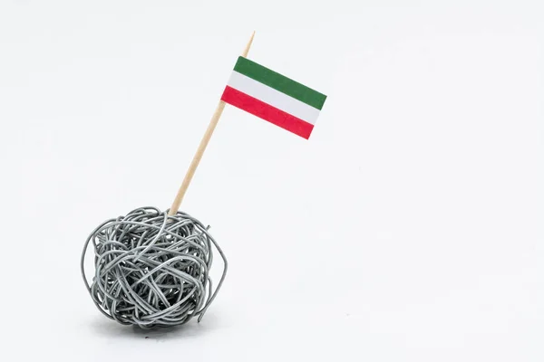 The flag of Hungary on wire ball with copy paste area. In balance.