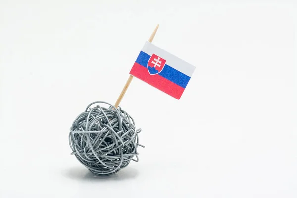 Den Handgjorda Flagga Slovakiska Tråd Boll Med Kopia Inklistringsområde Balans — Stockfoto