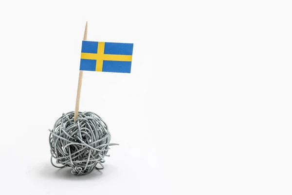 Hand Made Flag Sweden Wire Ball Isolated White Background — Stock Photo, Image