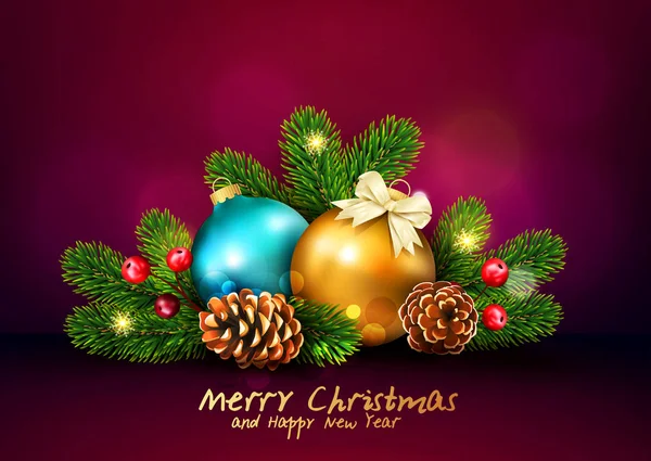 Vektoros Illusztráció Kellemes Karácsonyi Ünnepeket Boldog Évet Üdvözlés Kártya Val — Stock Vector