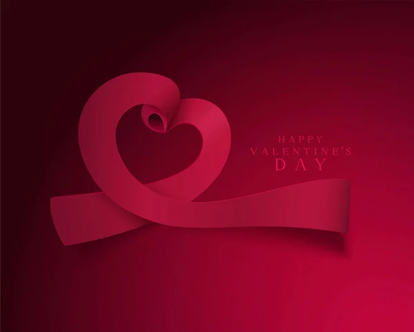 Illustrazione Vettoriale San Valentino Cuore Nastri Sfondo Rosso Elemento Design — Vettoriale Stock