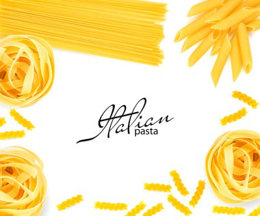 Fettuccine, spagetti, penne, izole edilen durum buğday gelen düdük 