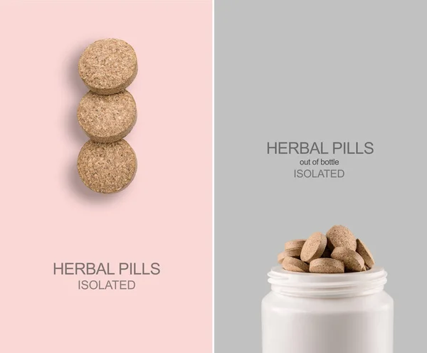 Creative set with isolate herbal pills. — Stock Photo, Image
