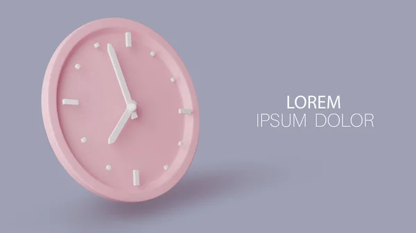 Ilustración Dial Reloj Rosa Con Las Manos Blancas Aislamiento Sobre —  Fotos de Stock