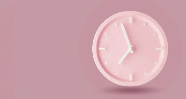 Illustratie Roze Wijzerplaat Met Witte Wijzers Isolatie Een Roze Achtergrond — Stockfoto
